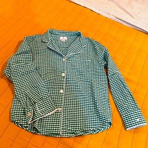 Petite Plume green/white cotton flannel PJ top size S